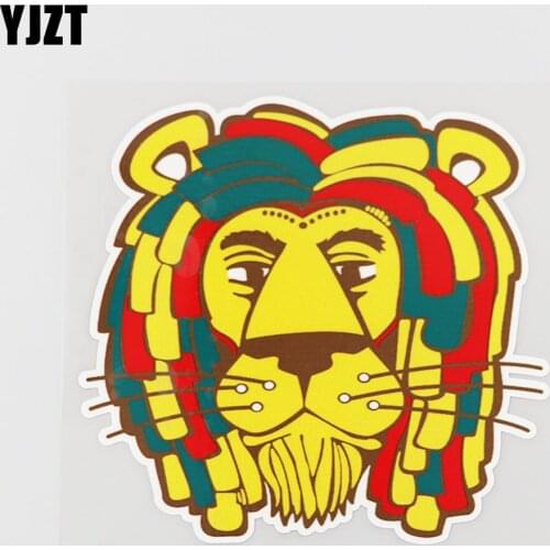 YJZT 13.1CM*13CM Cute Lion Head Car Sticker PVC 12A-0143