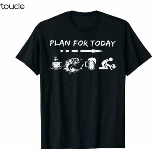 Plan For Today Coffee Fishing Beer Make Love Funny Black T-Shirt