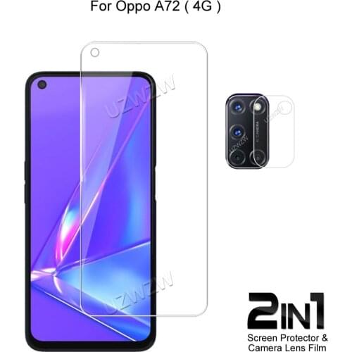 2 in 1 For Oppo A72 Camera Lens Film & Screen Protector Guard Protective HD Tempered Glass Explosion Proof Anti-Shock