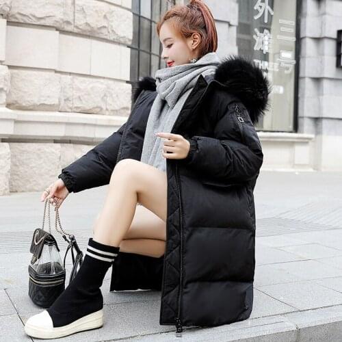 Womens Winter Jacket Large Fur Collar Parka Korean Padded Long Loose Casual Coat Female Jacket Parkas Mujer 2020 KJ682