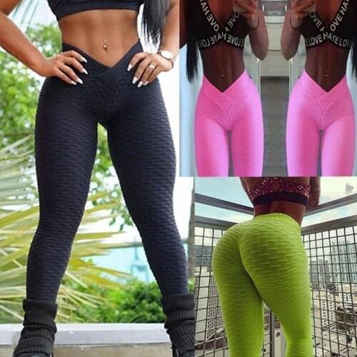 V Bandage Gym Leggings Sport Women Fitness Yoga Pants Stretch High Waist Scrunch Sport Leggings Tights Trousers Women Sweatpants