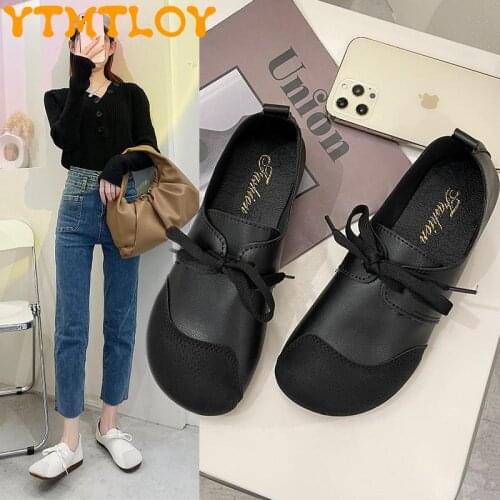 Retro Womens Shoes Summer New Style 2021 Hot Style Single Shoes Women Wild Casual Peas Shoes Flat Bottom With Skirt Grandma Sho
