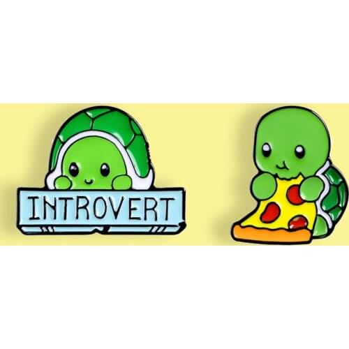 Introvert Turtle Enamel Pin Eating Cake Badge Brooch Denim Clothes Backpack Cute Animal Jewelry Gift for Friends Kids