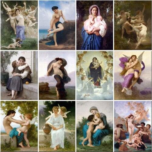 Famous French Painter Bouguereau Series DIY Diamond Painting Full Drills Beads Embroidery Jewelry Cross Stitch Mosaic Myth Image