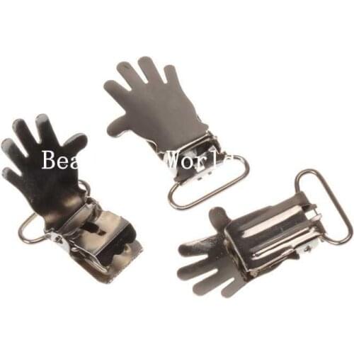 10 Pcs Silver Tone Metal Hand Palm Baby Pacifier Clip Suspender 43x23mm(W04540 X 1)