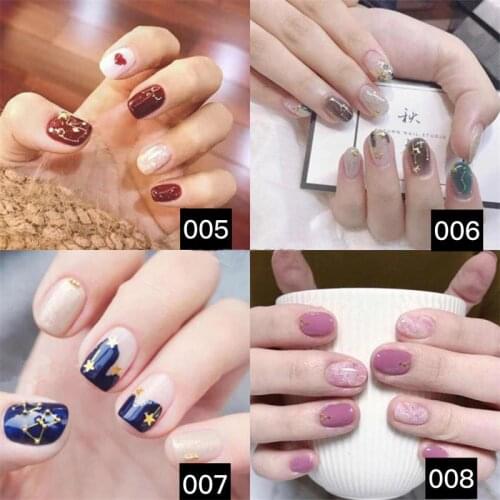 14pcs Nail Art Stickers Nail File Set Solid Color Bronzing Stars Moon Long Lasting Waterproof Full Nail Stickers Manicure Tools