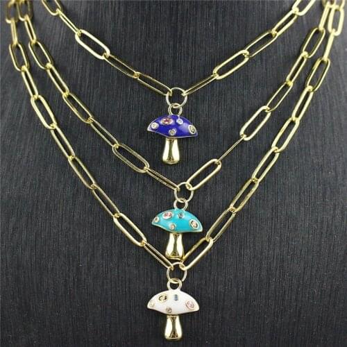 18inch 10pcs/lot Fashion mushroom shape enamel pendant necklace,colorful platen enamel jewelry,hot necklace wholesale