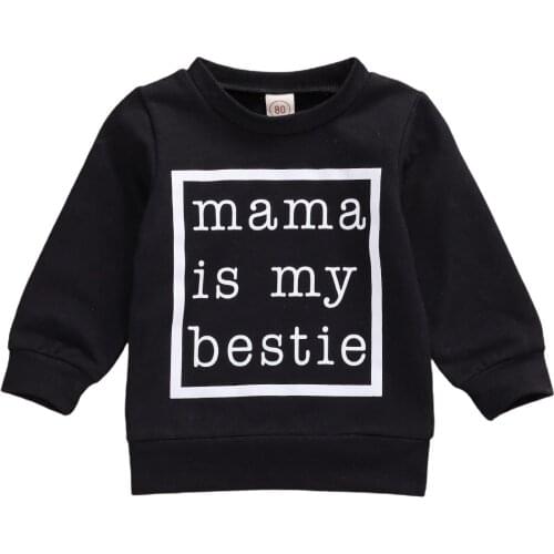 2020 Fashion Newborn Baby Boy Girl Sweatshirt Baby Boy Autumn Spring Black White Letter Print Long Sleeve Tops Sweatshirt 0-24M