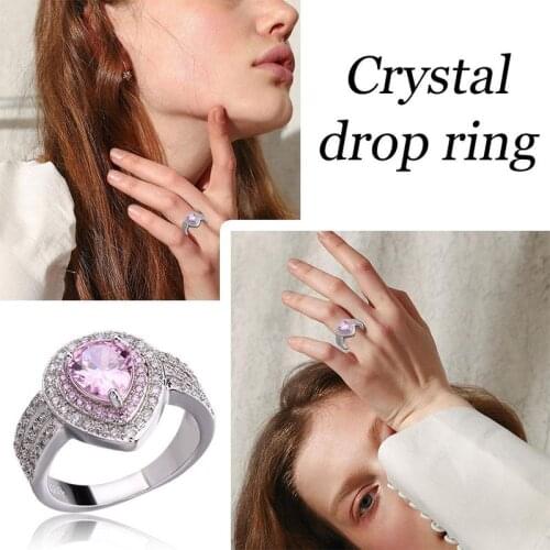 2021 Bohemian Women Crystal Water Drop Rings Geometry Crystal Joint Fancy Ring Elegant Body Jewelry Wedding Jewelry For Lover