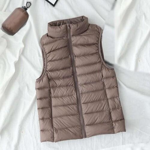 2021 winter women 90% white duck down vest waistcoat soft warm thin Ultra Light waistcoat jacket female Portable vest coat