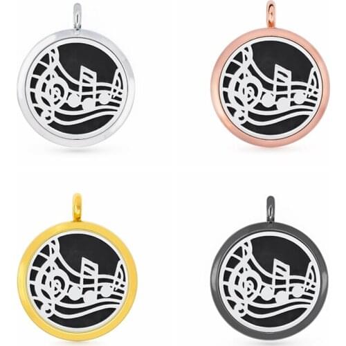 30mm Hollow Music Score Note Aromatherapy Essential Oil Perfume Diffuser Locket Pendant with 6pcs PadS Fit Necklace key Chains
