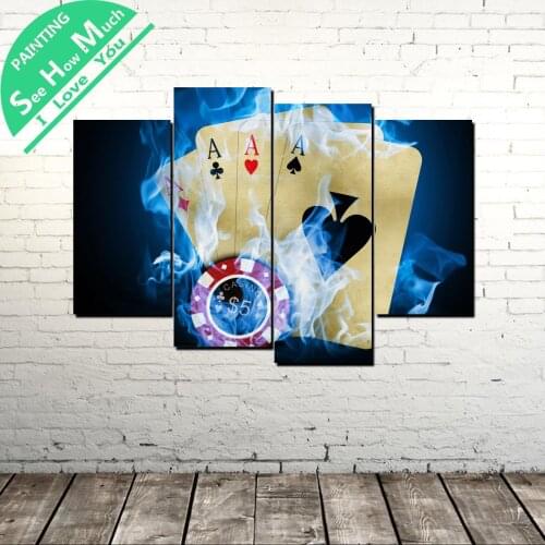 4 Piece Casino Poker wall art decor poster vintage decorative pictures canvas prints paintings wall pictures for bedroom