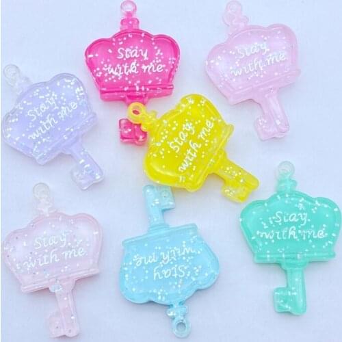 7Pcs New Resin Mini Simulated Crown Key With Hole Flat Back Cabochon Scrapbook Kawaii DIY Embellishments Accessories Q25