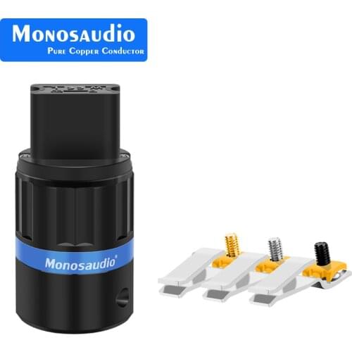Monosaudio F124 C19 Pure Copper Rhodium Plated Audio Power IEC Connector Plug AC 20A Female Power Cord Audio Cable Connectors