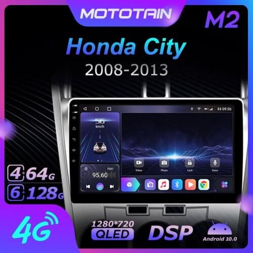 6G+128G Android 10.0 Car Radio GPS for Honda City 2008 - 2013 GPS Navi Seteo System with 4G LTE DSP SPDIF BT 5.0 1280*720