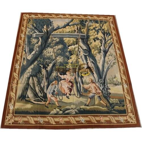 Bohemian tapestriesAntique Print French Aubusson Design Wallhanging Tapestry Square Tapestry Wall Tapestry Color Wool Knitting