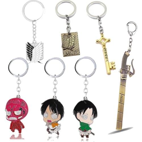 Anime Attack on Titan Keychain Eren Levi Metal Key Chain Men Keychains Wings of Freedom Key Ring Pendant Gift Jewelry