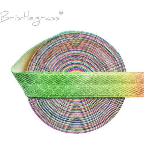 BRISTLEGRASS 100 Yard by Roll 5/8" 15mm Mermaid Scales Print Fold Over Elastic FOE Spandex Satin Band Hair Tie Tutu Dress Sewing