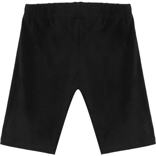 Black Kids Girls Cotton High Waist Stretchy Trousers Casual Exercise Running Sports Five Cents Pants Ballet Modern Dance Wear