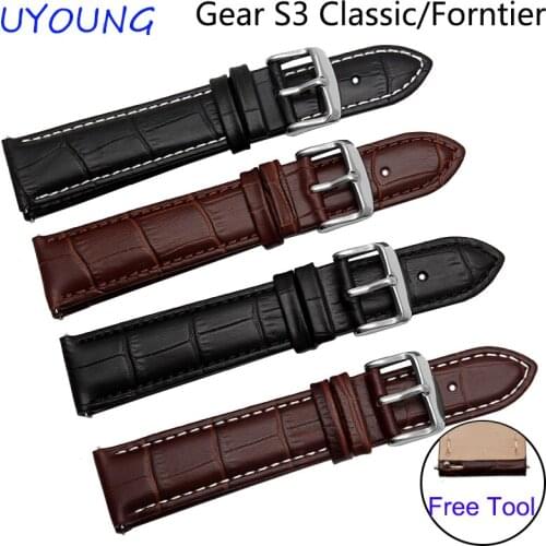 For Samsung Gear S3 Classic/Forntier Quality Genuine Leather Watch bands 22mm Replacement Smart Wristband