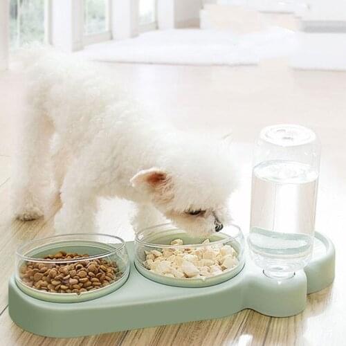 Pet Cat Bowl Automatic Feeder Dog Cat Food Bowl With Water Fountain Double Bowl Drinking Raised Stand Dish Bowls For Cats