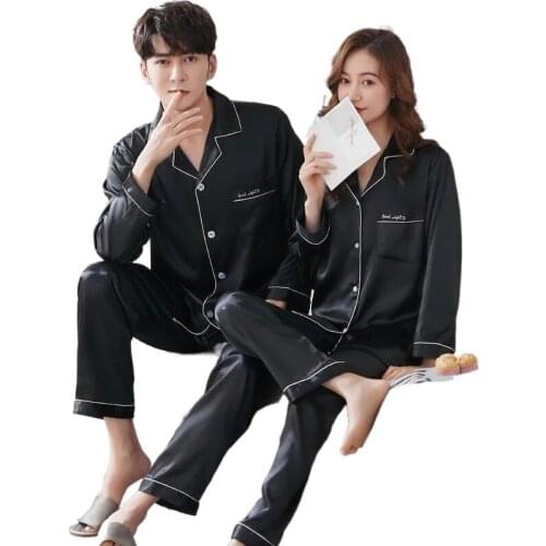 Womens and Men Loungewear Silk Satin Pajamas Pyjamas Set Sleepwear Pijama Couple Pajamas Suit Female Sleep Two Piece Set