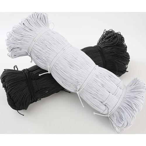 1-3mm High-Quality Round Elastic Band Cord Elastic Rubber white black Stretch rubber For Sewing Garment DIY Accessories
