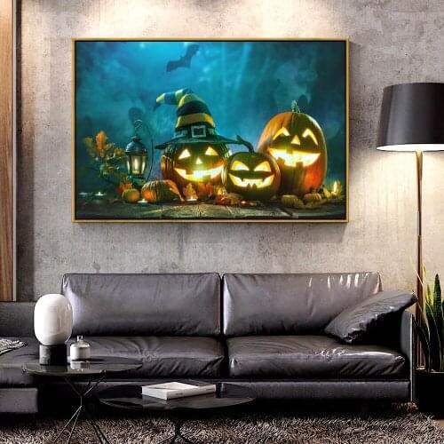 Forbeauty Oil Canvas Painting halloween_pumpkins_jack_o_lanterns For Home Decoration Wall Art