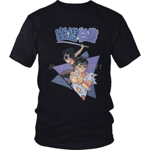 Tvoe Yu Hakusho T Shirt Mens Cotton Printed T-shirts Funny Anime Manga Tshirt Short Sleeve Yusuke And Hiei Tee Top Clothing