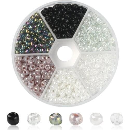 2/3/4mm Gradient Black White Color Czech Glass Rice Beads Round Spacer Loose Beads for DIY Handmade Jewelry Bracelet Accessories