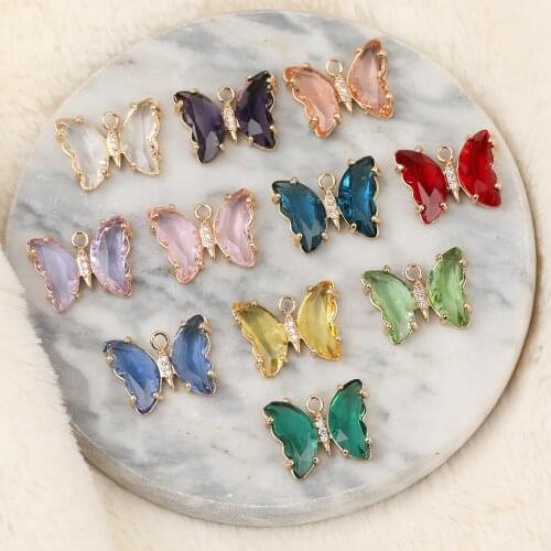 HAOSAW 4Pcs 15*20MM Jewelry Accessories/DIY Making/Crystal Charms/Hand Made/Butterfly Shapes/Earrings Findings & Components