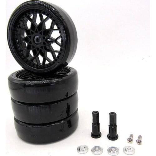 4pcs Wheel Hubs Wheel Rims Drift Tires with Metal Front Wheel Axle for WPL D12 RC Car Accessories