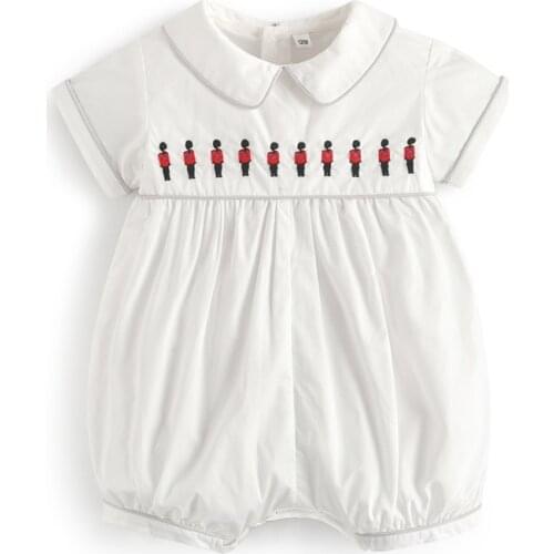 Baby Boy Bodysuit for Newborns Cartoon Embroidered Jumpsuit Kids White Rompers Spanish Baby Summer Clothes Infant Girl One Piece