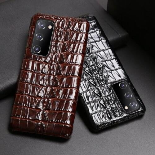 Leather Phone Case For Samsung Galaxy S20 FE case For s20 plus Cowhide Cover For Note 20 Ultra Crocodile Tail Texture Case