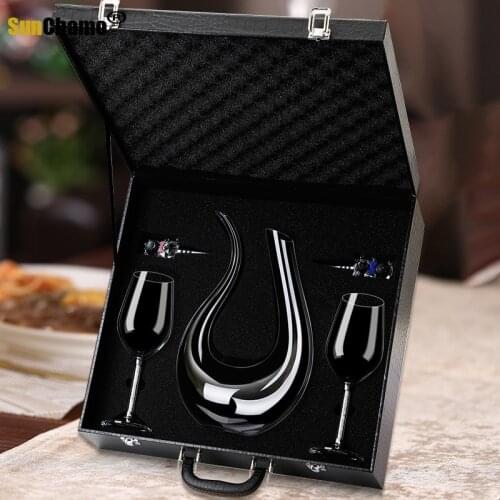 Creative Crystal Diamond Red Wine Cup Goblet Cocktail Glass Leather Box Nordic Wine Set Wedding Glasses Szklanki Gift Box FJ038