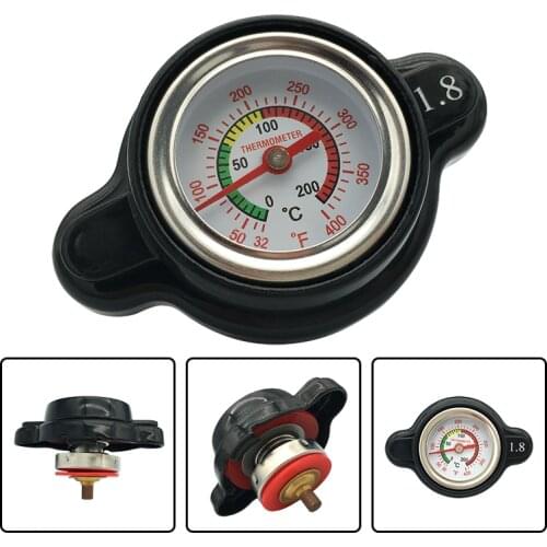 Compatible with Honda Kawasaki Suzuki Yamaha High Pressure Radiator Cap with Temperature Gauge, 1.8 Bar Radiator Cap 25.6psi
