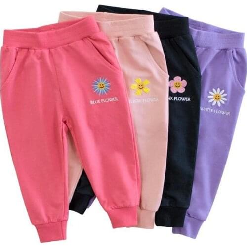 Hot Sale Solid Color Candy Soft Cotton Baby Girls Sport Casual Pants
