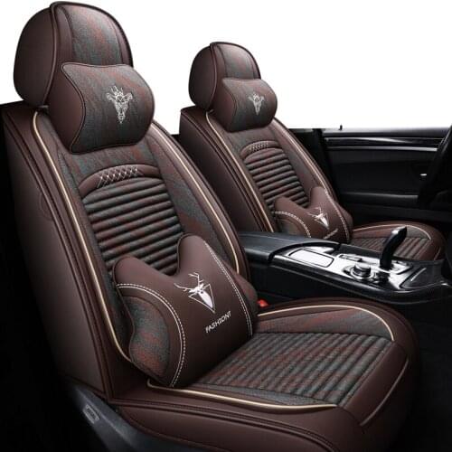 ZHOUSHENGLEE Linen Flax Car Seat Cover for Citroen all models C4-Aircross C4-PICASSO C5 C2 C4 C6 C-Elysee C-Triomphe seat covers