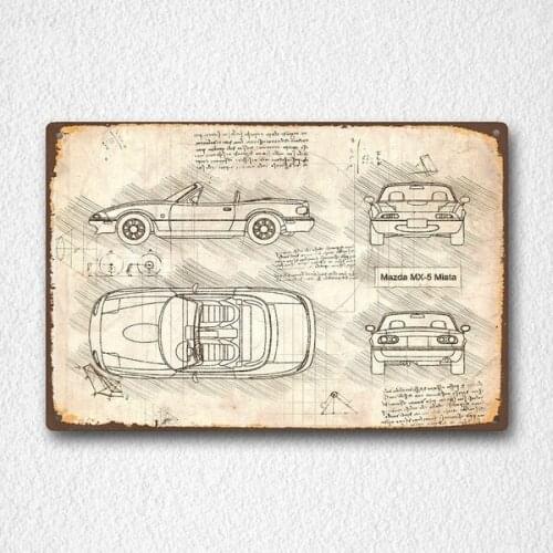 Miata Locomotive Retro Metal Tin Sign Poster Plaque Bar Pub Club Cafe Home Plate For Wall Decor Art Home Decora
