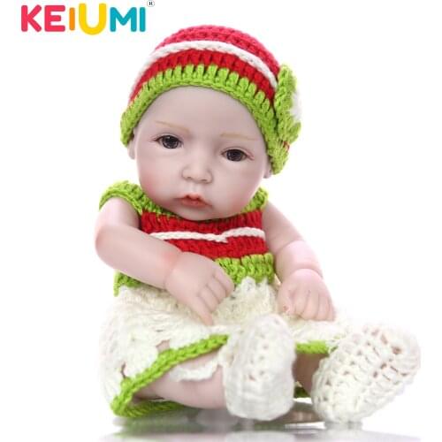 KEIUMI Mini Full Silicone Reborn Baby Girl Doll 27 cm Realistic Dolls Babies Alive DIY Toy Kids Present 11 Models can Choose
