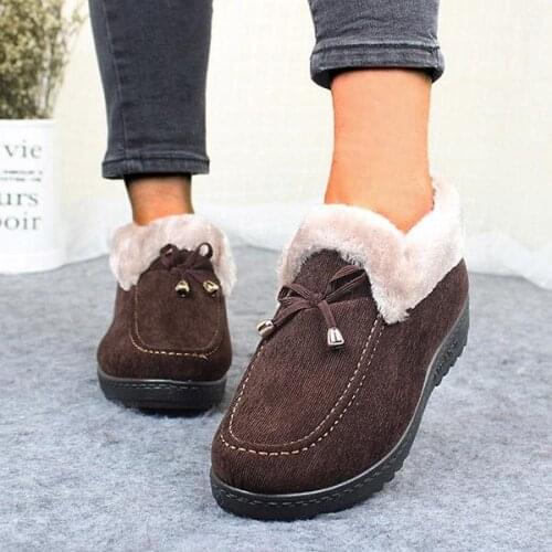 Low Heel Warm Non-slip Cotton Boots Women Winter Plush Lined Cotton Shoes Flat Boots YS-BUY