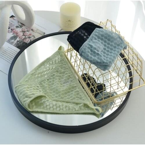 2021 new fashion sexy thin lace thong green girl breathable nude briefs Japanese geometric lattice seamless womens panties