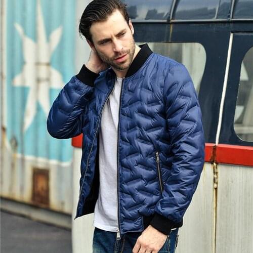 2021 New Winter Ultra Light Duck Down Coats Men Casual Jacket Warm Parkas Stand Collar Lettice Outwear leisure time