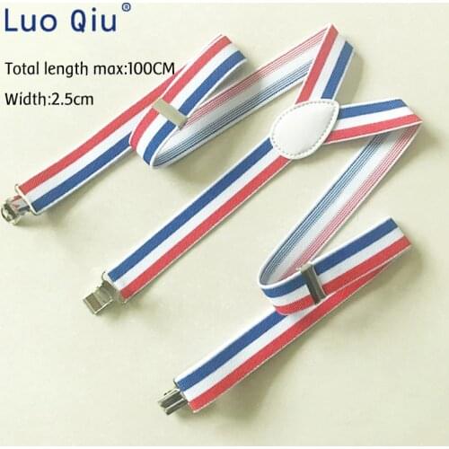 New type of adult mens wear and womens dress printing French flag pattern clip-about elasticity adjustable