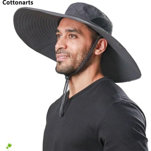 Solid Color 15cm Large Wide Brim Sun Hat Breathable Safari Fishing Hat Men Women Boonie Hat Camping Protection Visors Bucket Hat