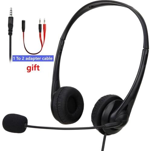 3.55mm noise cancelling wired headphones with microphone lightweight gamer headphones for PC/Laptop/computer business headphones