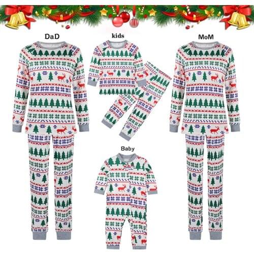Christmas New Family Matching Clothing New Christmas Pajamas Kids Sleepwear Baby Romper Home Clothes Men Women Xmas Pajamas Set