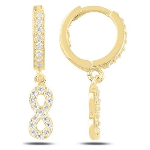Silver 925 Sterling Dangle Infinity Zircon Leading Team Earrings