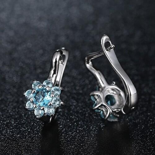 ZHOUYANG Flower Earrings For Women Korean Fashion Silver Color Earings Cute Zircon Jewelry Gift Multiple Colors Available KBE028