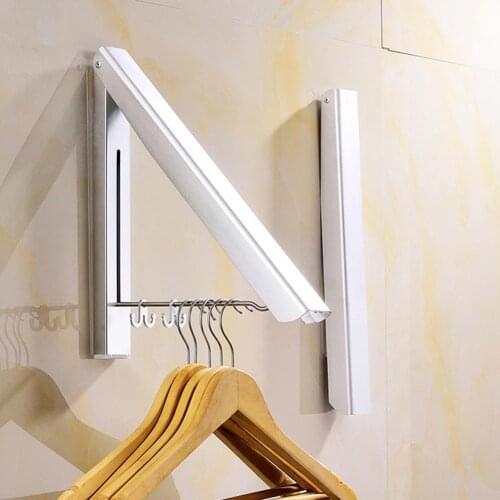 Folding Clothes Hanger Retractable Wall Mounted Drying Rack Home Balcony Rack